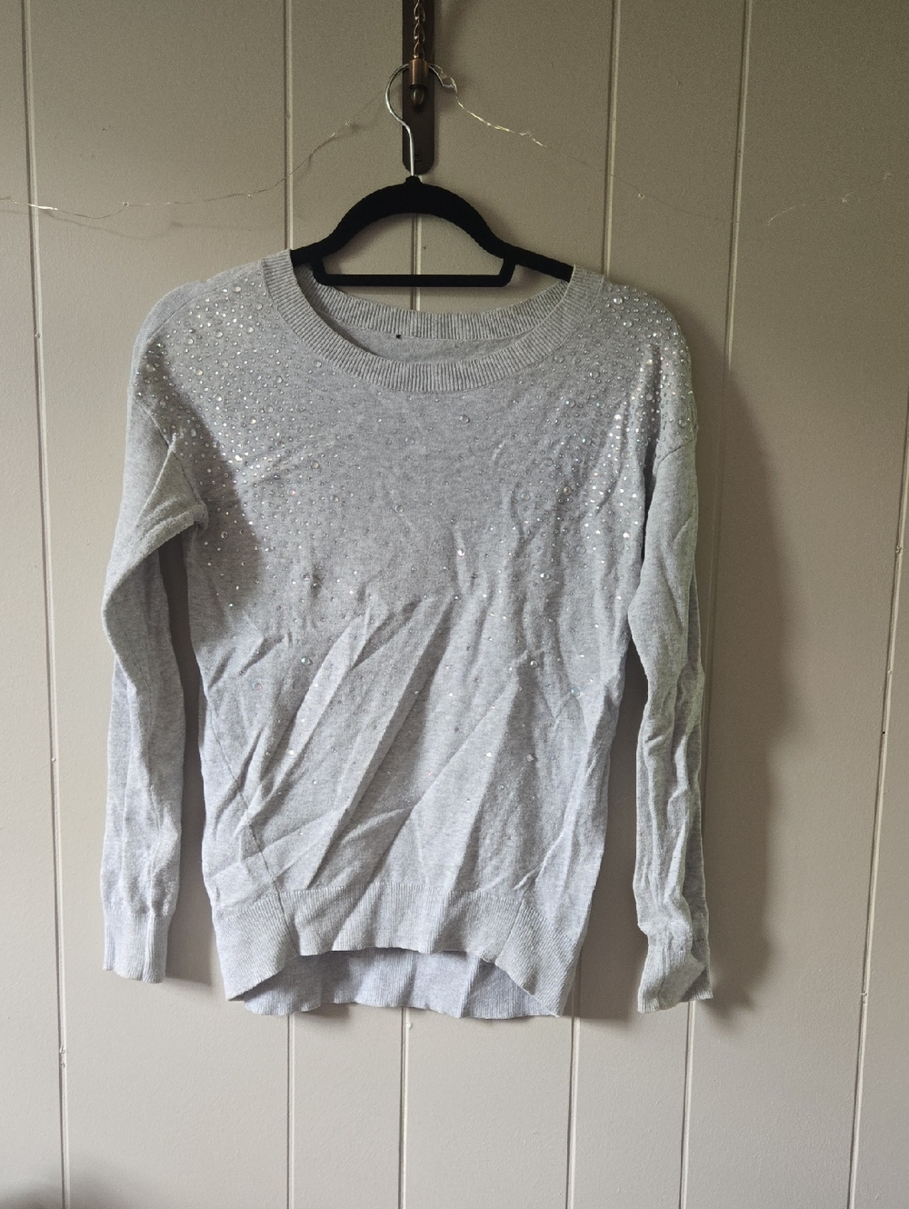 Light Gray Embellished Crewneck Sweater